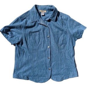 Vintage R&R Denim Shirt with Button Front Size 14 100% Cotton